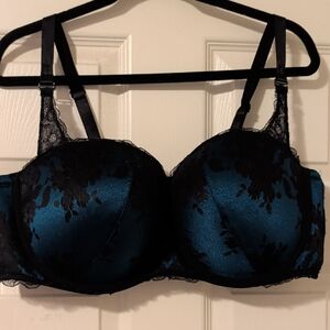 Torrid sophisticated Lace Overlay Bra in Black and Teal